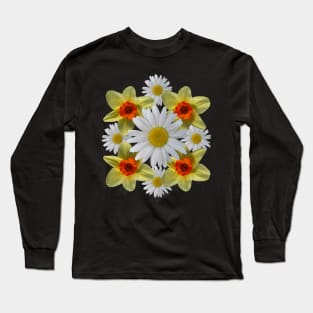 daisies floral bloom daisy spring daffodils blossom flowers Long Sleeve T-Shirt